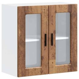 Berkfield Home Kitchen Wall Cabinet with Glass Door Porto Old Wood in Brown - thumbnail 2