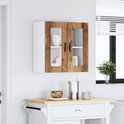 Berkfield Home Kitchen Wall Cabinet with Glass Door Porto Old Wood in Brown - thumbnail 4