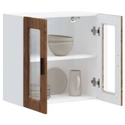 Berkfield Home Kitchen Wall Cabinet with Glass Door Porto Old Wood in Brown - thumbnail 6