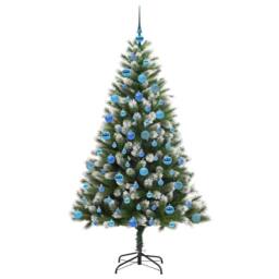 Berkfield Home Artificial Hinged Christmas Tree with Flocked Snow 180 cm in Green - thumbnail 4