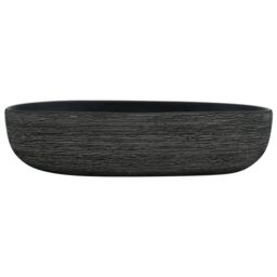 Berkfield Home Countertop Basin Grey & Black Oval 59x40x14 cm Ceramic - Size: 59 x 40 x 14 cm - thumbnail 3