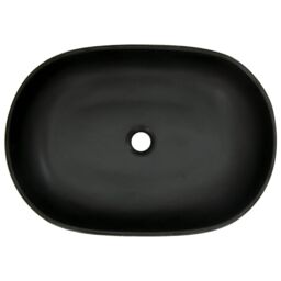 Berkfield Home Countertop Basin Grey & Black Oval 59x40x14 cm Ceramic - Size: 59 x 40 x 14 cm - thumbnail 6