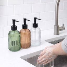 Candlelight Apothecary Glass Soap Dispenser With Black Pump in Amber - thumbnail 5