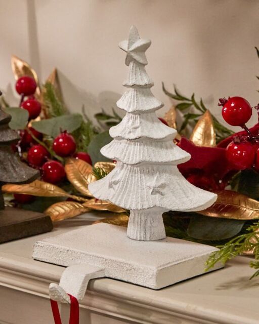 Dibor Set of 2 Cast Iron White Decorative Christmas Stocking Holders - Size: 2 Pack - image 1