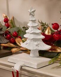 Dibor Set of 2 Cast Iron White Decorative Christmas Stocking Holders - Size: 2 Pack