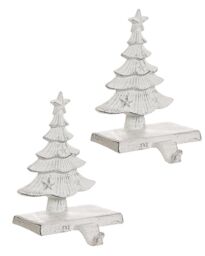 Dibor Set of 2 Cast Iron White Decorative Christmas Stocking Holders - Size: 2 Pack - thumbnail 2