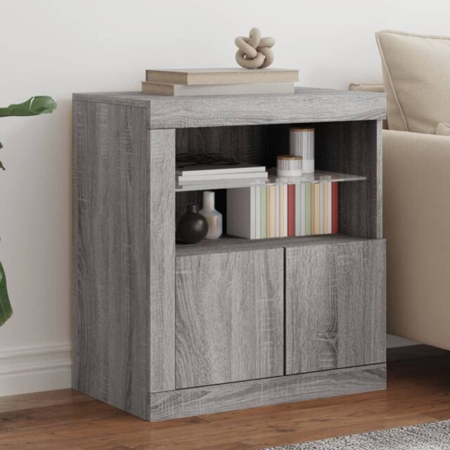 Berkfield Home Sideboard with LED Lights Grey Sonoma 60.5x37x67 cm - image 1