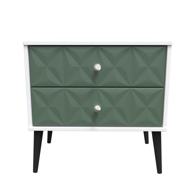 Ready Assembled 2 U Toledo 2 Drawer Side Table (Ready Assembled) in Green - image 1