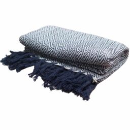 KDMD Boho Comfort Throws - 125x150cm - Navy Zigzag in Black - Size: 125x150 cm - thumbnail 3