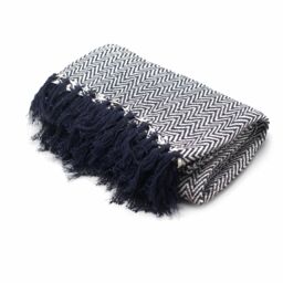 KDMD Boho Comfort Throws - 125x150cm - Navy Zigzag in Black - Size: 125x150 cm - thumbnail 2