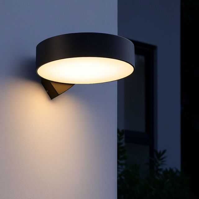 CGC Lighting Darcy Black Adjustable Round LED Outdoor Wall Light 3000k Warm White IP54 - image 1