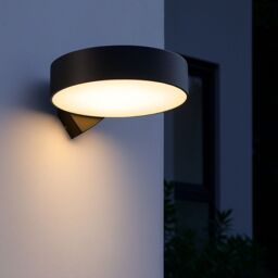 CGC Lighting Darcy Black Adjustable Round LED Outdoor Wall Light 3000k Warm White IP54 - thumbnail 1
