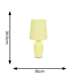 ValueLights Arlo Pair of Compact Ceramic Table Lamps with Fabric Shades & LED Bulbs in Yellow - thumbnail 6