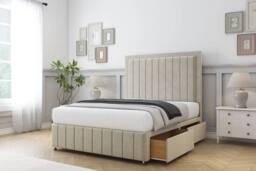 "Sloomy Pemberton Plush Divan Base No Drawers-54"" Headboard & 12"" Footboard in Cream - Size: Double" - thumbnail 4