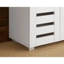 Home Source 2 Door Shoe Storage Cabinet with Slatted Doors & Adjustable Shelving in White - thumbnail 5