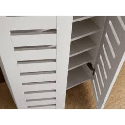 Home Source 2 Door Shoe Storage Cabinet with Slatted Doors & Adjustable Shelving in White - thumbnail 4