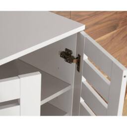 Home Source 2 Door Shoe Storage Cabinet with Slatted Doors & Adjustable Shelving in White - thumbnail 3