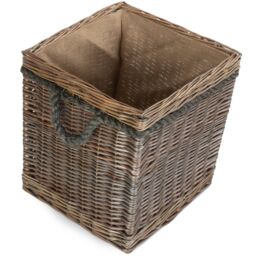 Red Hamper Wicker Square Rope Handled Log Storage Basket in Brown - thumbnail 2