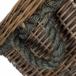 Red Hamper Wicker Square Rope Handled Log Storage Basket in Brown - thumbnail 3