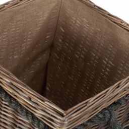 Red Hamper Wicker Square Rope Handled Log Storage Basket in Brown - thumbnail 4