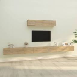 Berkfield Home 4 Piece TV Cabinet Set Sonoma Oak Engineered Wood in Brown - thumbnail 2