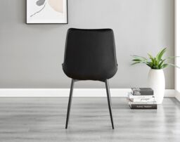 FurnitureboxUK Carson White Marble Effect Dining Table & 6 Pesaro Black Leg Chairs - thumbnail 6