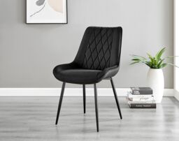 FurnitureboxUK Carson White Marble Effect Dining Table & 6 Pesaro Black Leg Chairs - thumbnail 9