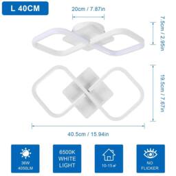 Pheashine Bright LED Acrylic Ceiling Light 40.5cm x 19.5cm x 7.5cm 6500K in White - Size: 40.5 cm x 19.5 cm x 7.5 cm - thumbnail 2