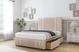 "Comfort Beds The Foxy Naples Divan Base 2 Drawers - 54"" Headboard-Footboard in Light Sand - Size: Small Single" - thumbnail 1