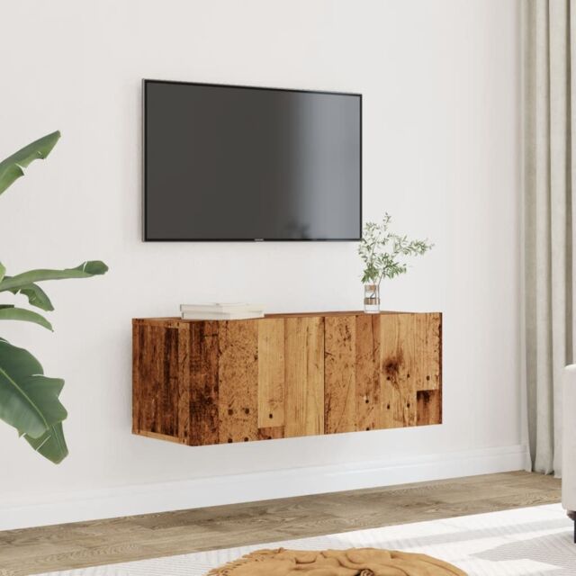 Berkfield Home TV Cabinets Wall-mounted 2 pcs Old Wood 80x30x30 cm in Brown - Size: 80 x 30 x 30 cm - image 1