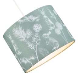 Happy Homewares Woodland Theme Sage Olive Green Cotton Shade with Hares & Thistle Floral Decor - Size: 10 inches - thumbnail 2