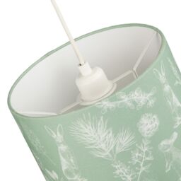 Happy Homewares Woodland Theme Sage Olive Green Cotton Shade with Hares & Thistle Floral Decor - Size: 10 inches - thumbnail 5