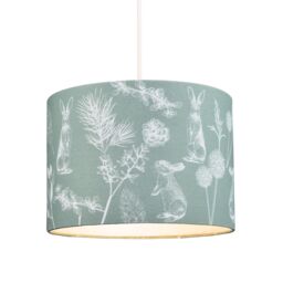 Happy Homewares Woodland Theme Sage Olive Green Cotton Shade with Hares & Thistle Floral Decor - Size: 10 inches - thumbnail 4