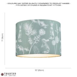 Happy Homewares Woodland Theme Sage Olive Green Cotton Shade with Hares & Thistle Floral Decor - Size: 10 inches - thumbnail 6