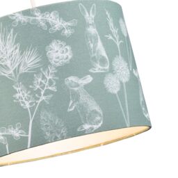 Happy Homewares Woodland Theme Sage Olive Green Cotton Shade with Hares & Thistle Floral Decor - Size: 10 inches - thumbnail 3