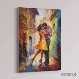 "Artery8 Salsa Latin Street Dance Colourful Canvas Wall Art Print - Size: W18"" x H24""" - thumbnail 2