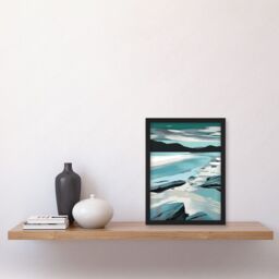 Artery8 Luskentyre Beach Isle of Harris Coastal Landscape Artwork Framed Wall Art Print A4 in Black - thumbnail 2