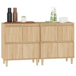 Berkfield Home Sideboards 2 pcs Sonoma Oak 60x35x70 cm Engineered Wood in Brown - Size: 60 x 35 x 70 cm - thumbnail 4