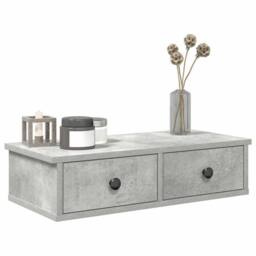 Berkfield Home Wall Shelf with Drawers Concrete Grey 60x25x15 cm Engineered Wood - Size: 60 x 25 x 15 cm - thumbnail 2