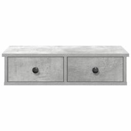 Berkfield Home Wall Shelf with Drawers Concrete Grey 60x25x15 cm Engineered Wood - Size: 60 x 25 x 15 cm - thumbnail 4