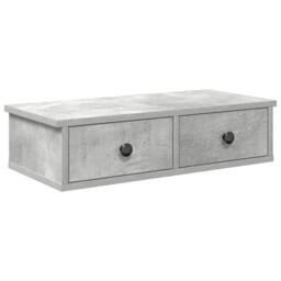 Berkfield Home Wall Shelf with Drawers Concrete Grey 60x25x15 cm Engineered Wood - Size: 60 x 25 x 15 cm - thumbnail 3