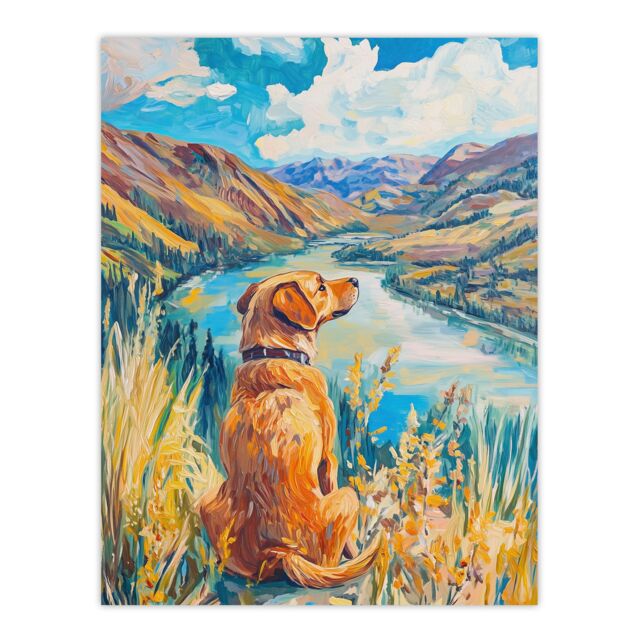 "Artery8 Labrador Colorado Mountain Landscape Dog Lover Wall Art Print in Blue - Size: W18"" x H24""" - image 1