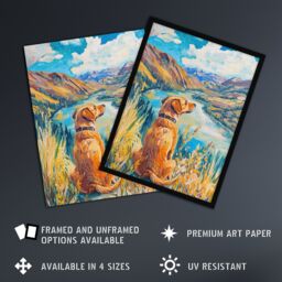 "Artery8 Labrador Colorado Mountain Landscape Dog Lover Wall Art Print in Blue - Size: W18"" x H24""" - thumbnail 2