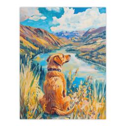 "Artery8 Labrador Colorado Mountain Landscape Dog Lover Wall Art Print in Blue - Size: W18"" x H24""" - thumbnail 1