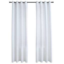 Berkfield Home Blackout Curtains with Metal Rings 2 pcs Off-White 140x245 cm in White - thumbnail 1