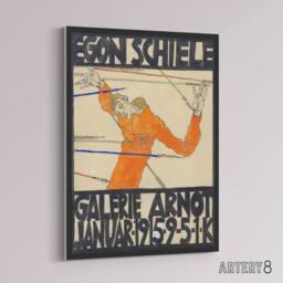 "Artery8 Arnot 1915 Exhibition Poster Ad Canvas Wall Art Print Schiele in Orange - Size: W18"" x H24""" - thumbnail 2