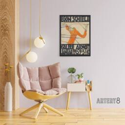 "Artery8 Arnot 1915 Exhibition Poster Ad Canvas Wall Art Print Schiele in Orange - Size: W18"" x H24""" - thumbnail 3