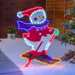 Christow Christmas Snowman Light LED Rope Silhouette Freestanding Decoration - thumbnail 1