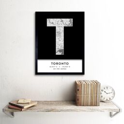 "Wee Blue Coo Wall Art Print Toronto Canada City Map Modern Typography Stylish Letter Framed Word in Black - Size: W12"" x H16""" - thumbnail 2