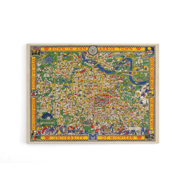 "Artery8 Koessler 1926 Map Michigan University Canvas Wall Art Print - Size: W18"" x H24""" - image 1